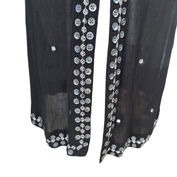 Soft Surroundings Black Breezeway Kimono Embellished‎ Mirror accent sz M New - Picture 4 of 12